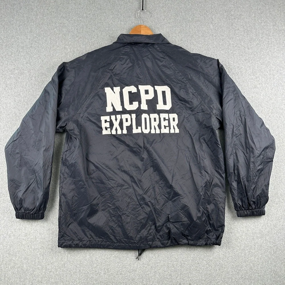 Dickies Coach Jacket Mens‎ M Blue NCPD Explorer Police Snap Front Windbreaker